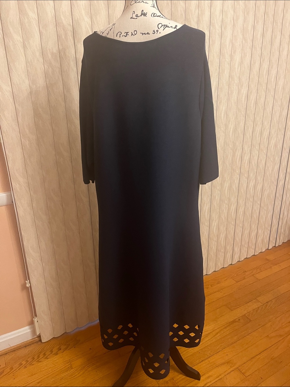 Navy Blue Cutout A-Line Women's Dress - Picture 5 of 9